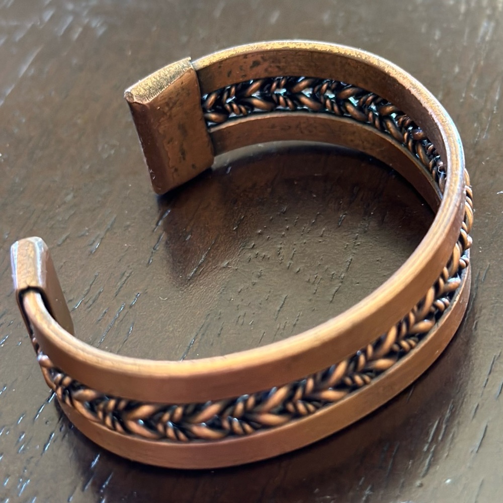 COPPER Old Southwestern style braided rope CUFF Bracelet Vintage